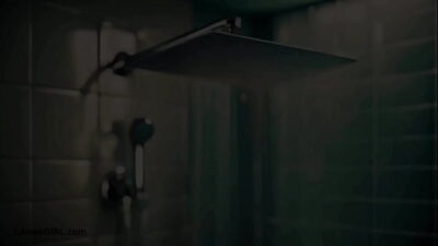 Sophisticated brunette model took a shower