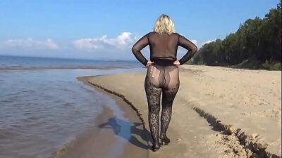 Beach walks in black nylon