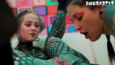 Gothic Lesbian Latex Fist Play, Squirting and Gapes