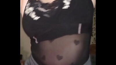 Sexy dancing busty goth girl striptease and chubby slut squirt