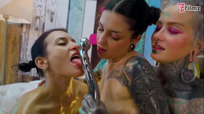 Slippery Synth Oily Lesbian Metal Toy Threesome