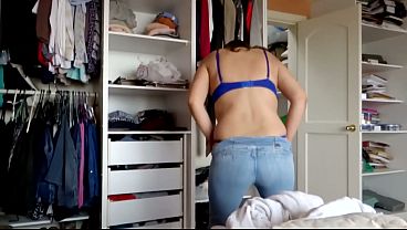 Stepson’s big cock enjoys my ass, I suck it and he cums twice, he fills me with cum