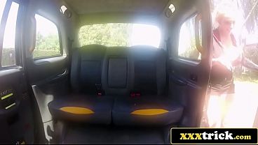 Busty MILF Squirts and Screams in the Back of a Taxi