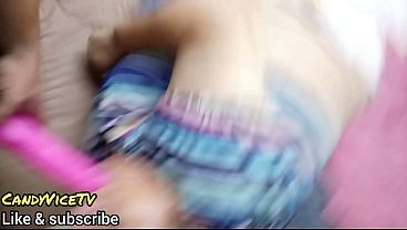 StepMom suck vibrator then stepson small cock ( very good milf blowjob skills) candyvicetv